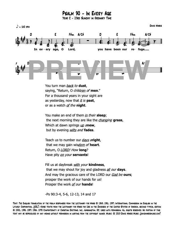 Psalm 90 In Every Age Sheet Music — David Mares